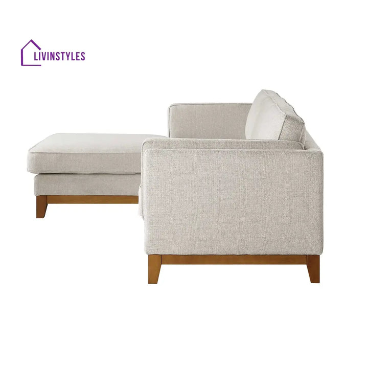 Dipley Oatmeal Woven Fabric Sofa Grande Chaise Sofa Left Hand Facing Sofas