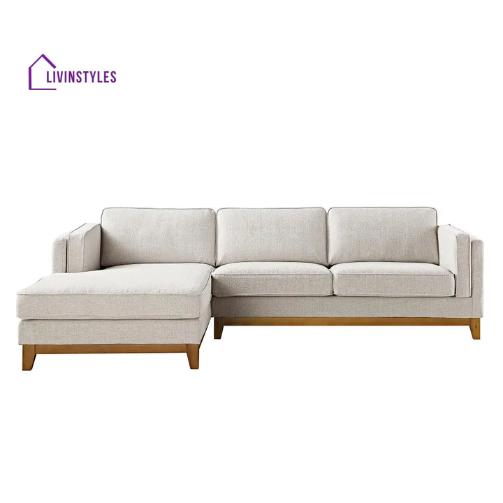 Dipley Oatmeal Woven Fabric Sofa Grande Chaise Sofa Left Hand Facing Sofas
