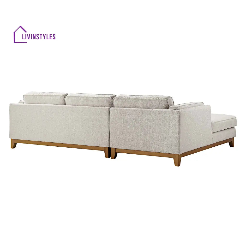 Dipley Oatmeal Woven Fabric Sofa Grande Chaise Sofa Left Hand Facing Sofas