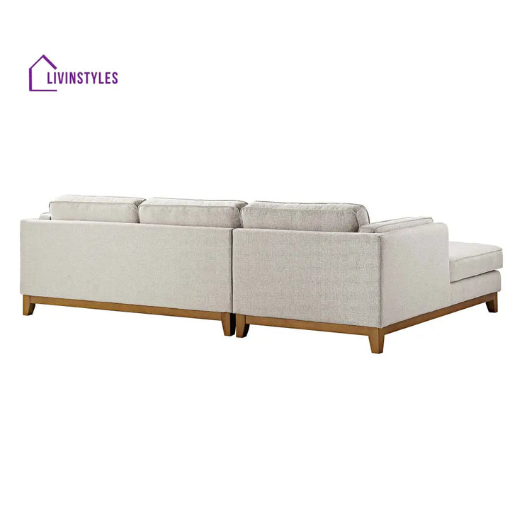 Dipley Oatmeal Woven Fabric Sofa Grande Chaise Sofa Left Hand Facing Sofas