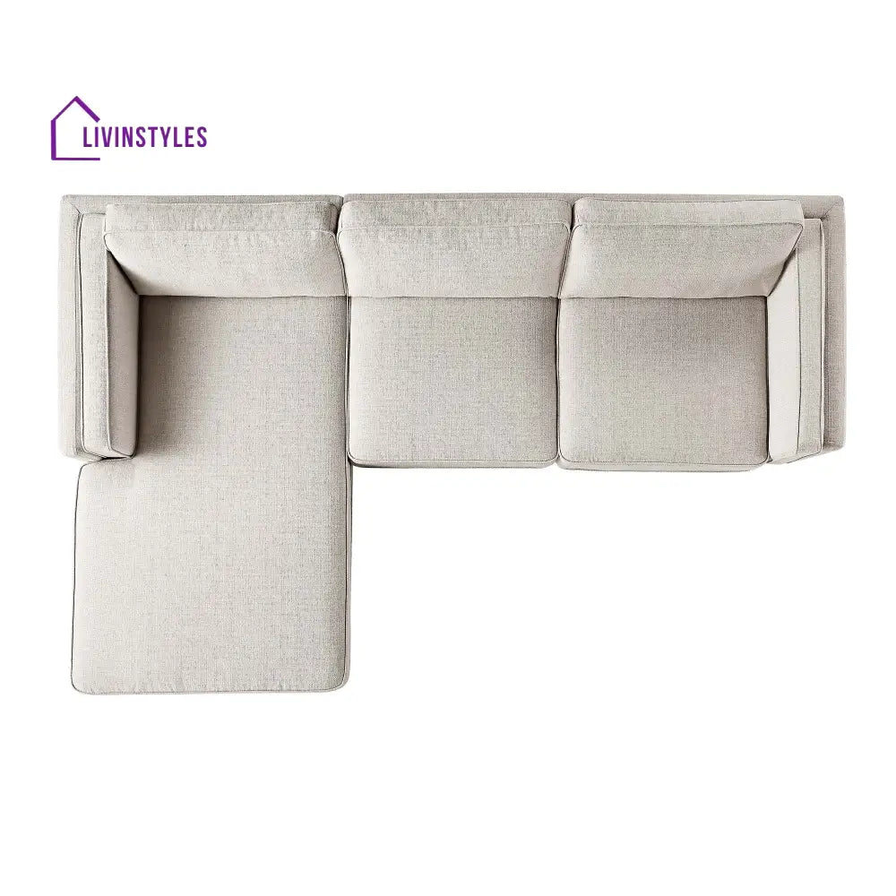Dipley Oatmeal Woven Fabric Sofa Grande Chaise Sofa Left Hand Facing Sofas