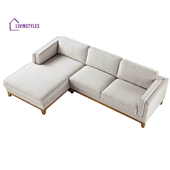 Dipley Oatmeal Woven Fabric Sofa Grande Chaise Sofa Left Hand Facing Sofas