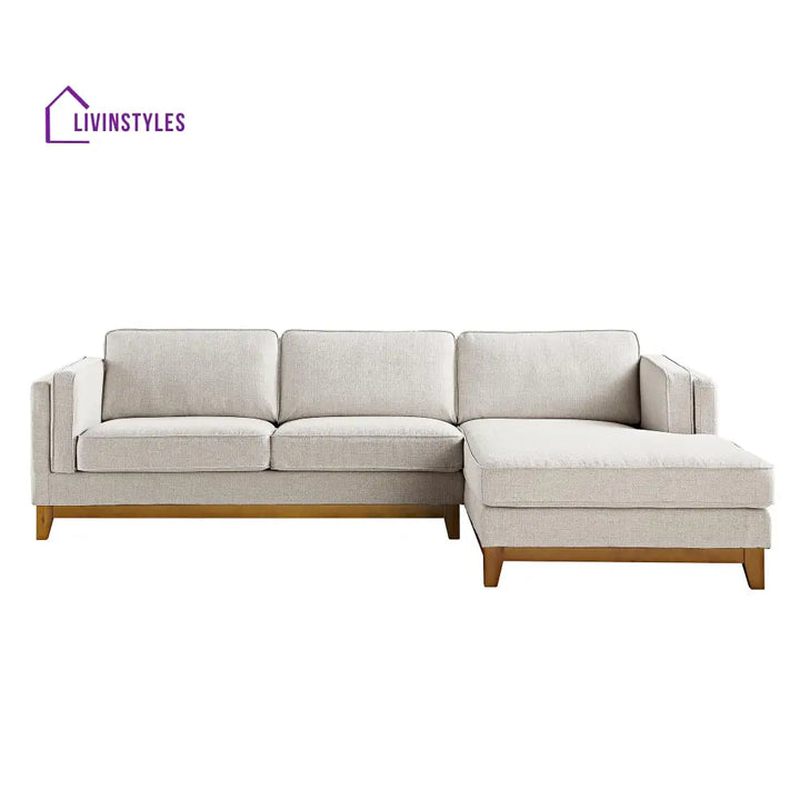 Dipley Oatmeal Woven Fabric Sofa Grande Chaise Sofa Right Hand Facing Sofas