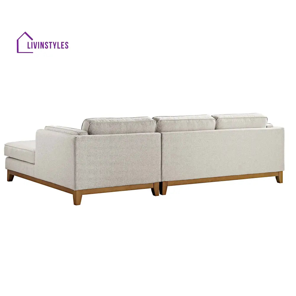 Dipley Oatmeal Woven Fabric Sofa Grande Chaise Sofa Right Hand Facing Sofas