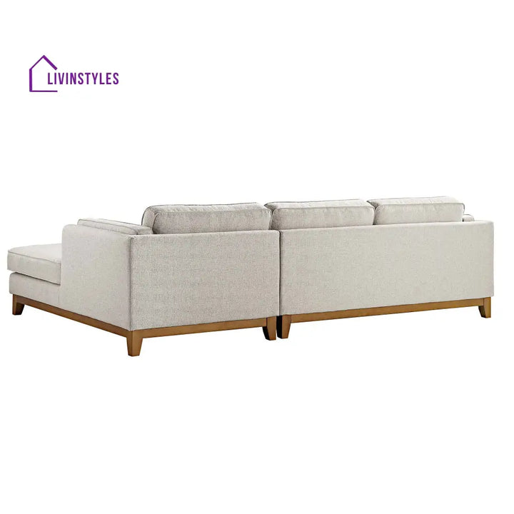 Dipley Oatmeal Woven Fabric Sofa Grande Chaise Sofa Right Hand Facing Sofas
