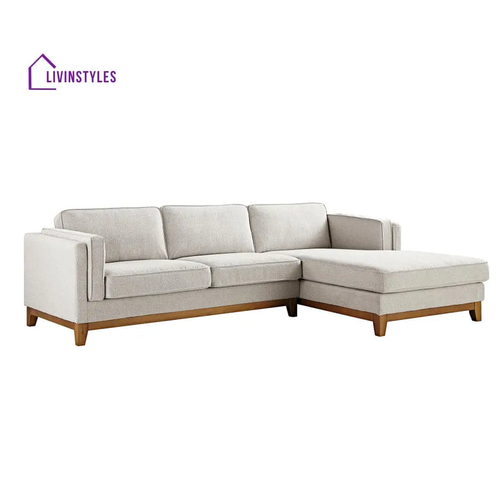 Dipley Oatmeal Woven Fabric Sofa Grande Chaise Sofa Right Hand Facing Sofas