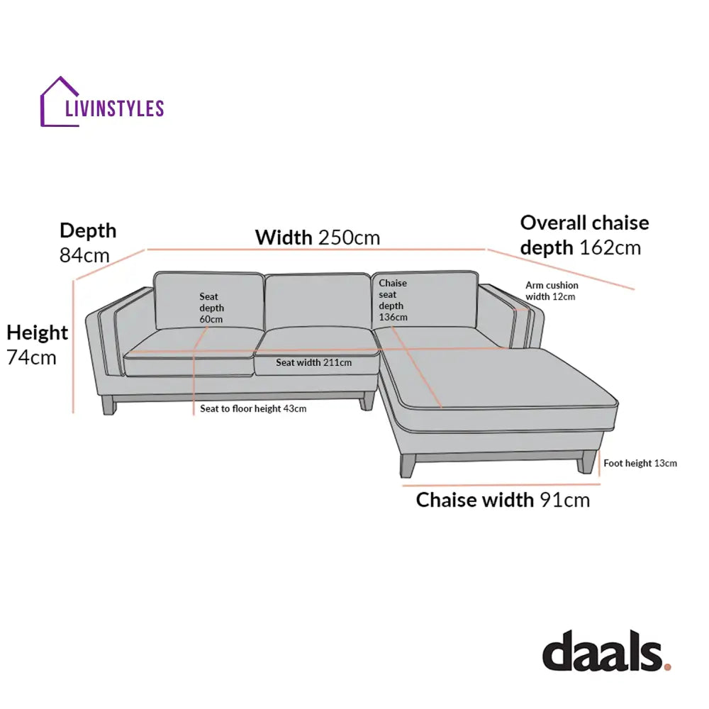 Dipley Oatmeal Woven Fabric Sofa Grande Chaise Sofa Right Hand Facing Sofas