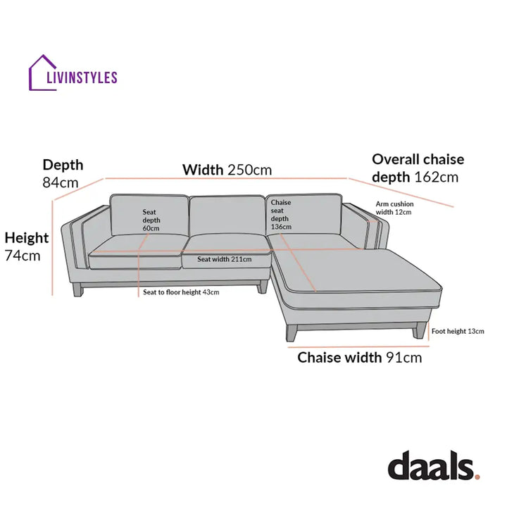 Dipley Oatmeal Woven Fabric Sofa Grande Chaise Sofa Right Hand Facing Sofas