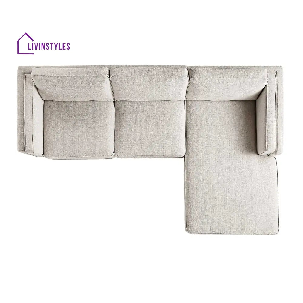 Dipley Oatmeal Woven Fabric Sofa Grande Chaise Sofa Right Hand Facing Sofas