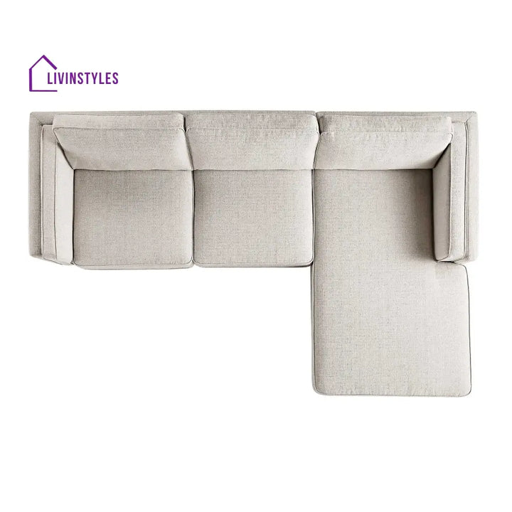 Dipley Oatmeal Woven Fabric Sofa Grande Chaise Sofa Right Hand Facing Sofas