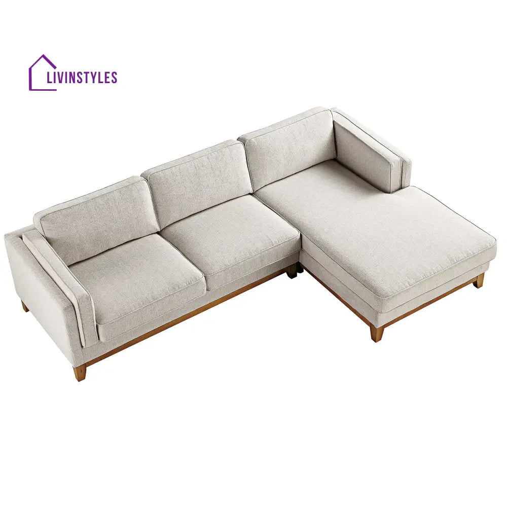 Dipley Oatmeal Woven Fabric Sofa Grande Chaise Sofa Right Hand Facing Sofas