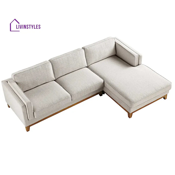 Dipley Oatmeal Woven Fabric Sofa Grande Chaise Sofa Right Hand Facing Sofas