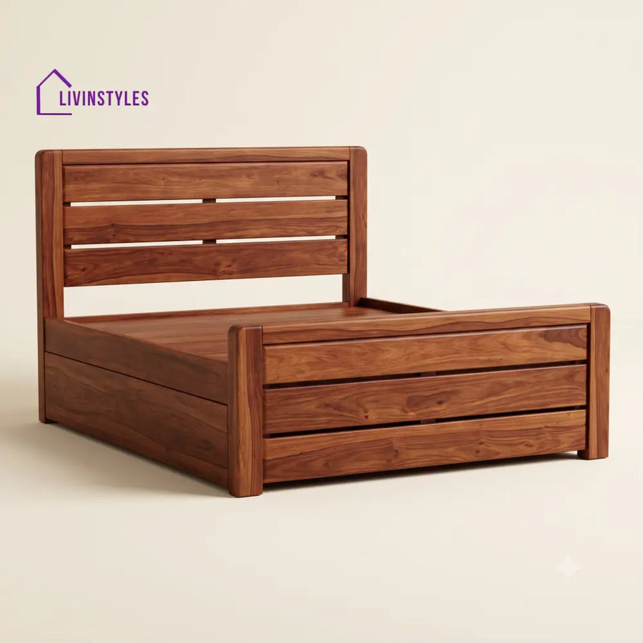 Anbarasi Sheesham Wood Bed With Box Storage | Wooden Bed
