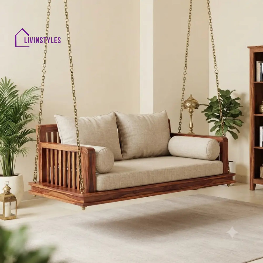 André 2 Seater Wooden Swing for Home | Wooden Jhula for home