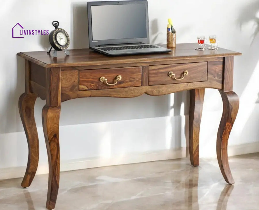 Andrea Two Drawer Study and Laptop Table Teak Finish Study Table