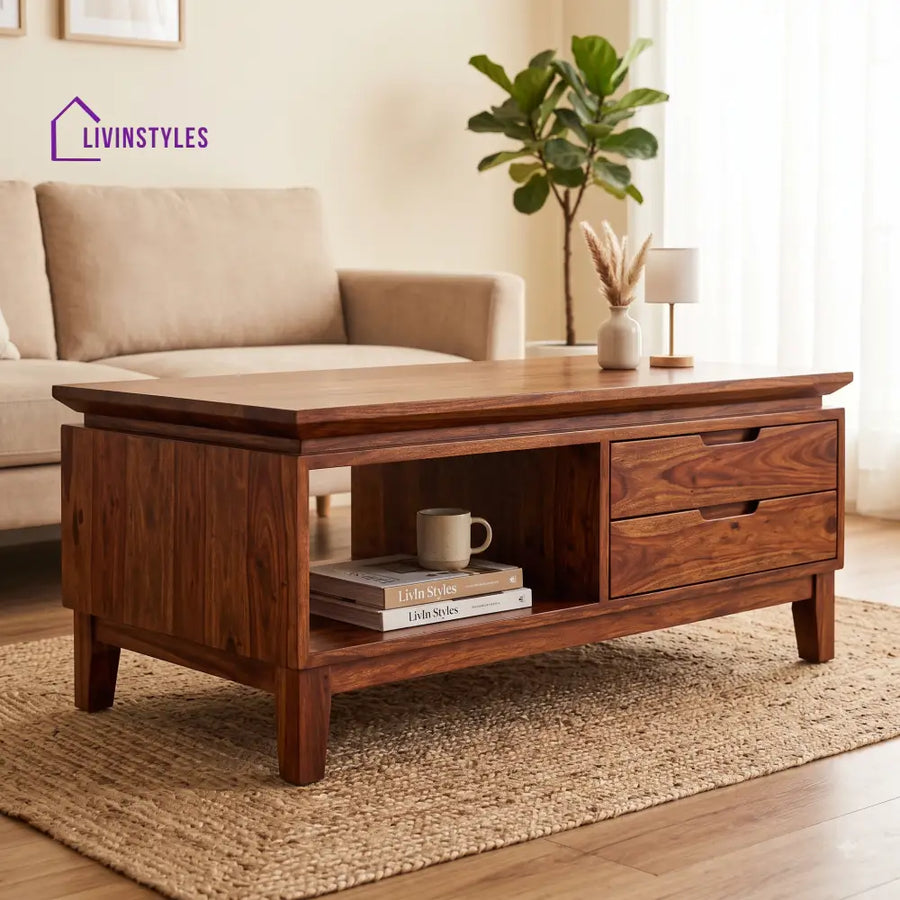 Andrée Wooden Coffee Table for Living Room | Tea Table | Teapoy | Center table