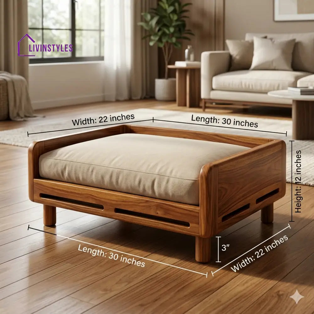 Andrei Solid Sheesham Wood Pet Daybed | Cat Bed | Dog Bed