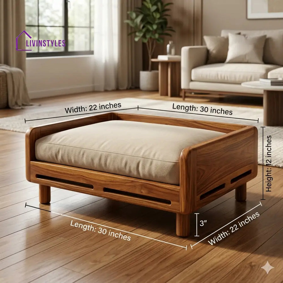 Andrei Solid Sheesham Wood Pet Daybed | Cat Bed | Dog Bed