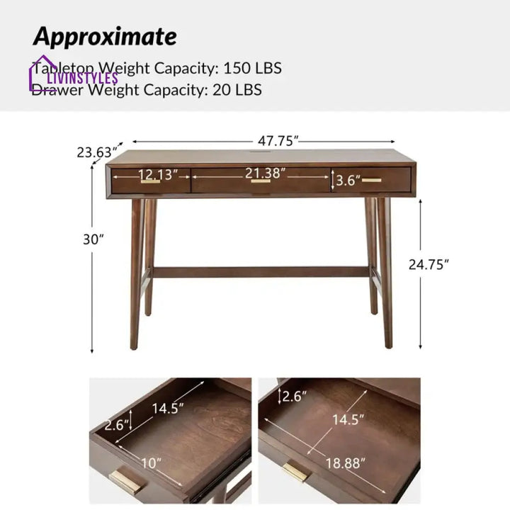 Andrei Solid Sheesham Wood Study Table for Students