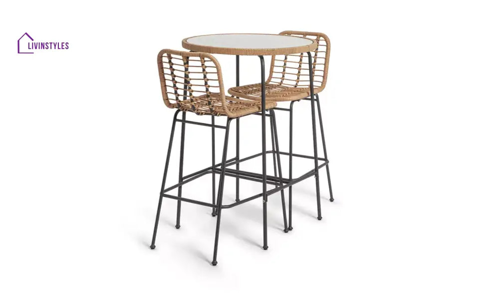 Andrew Outdoor Bar Sets 2 Chairs and 1 Table (Honey + Dark Grey) - Bar Sets