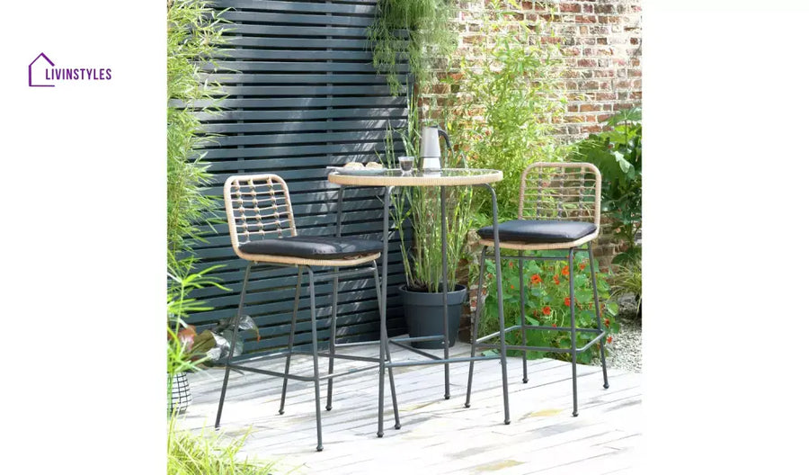 Andrew Outdoor Bar Sets 2 Chairs and 1 Table (Honey + Dark Grey) - Bar Sets