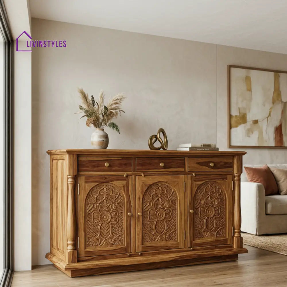 Andrew Sheesham Wood Cabinet and Sideboard (Honey Finish)
