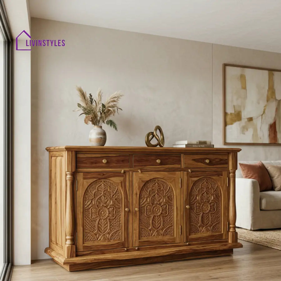 Andrew Sheesham Wood Cabinet and Sideboard (Honey Finish)
