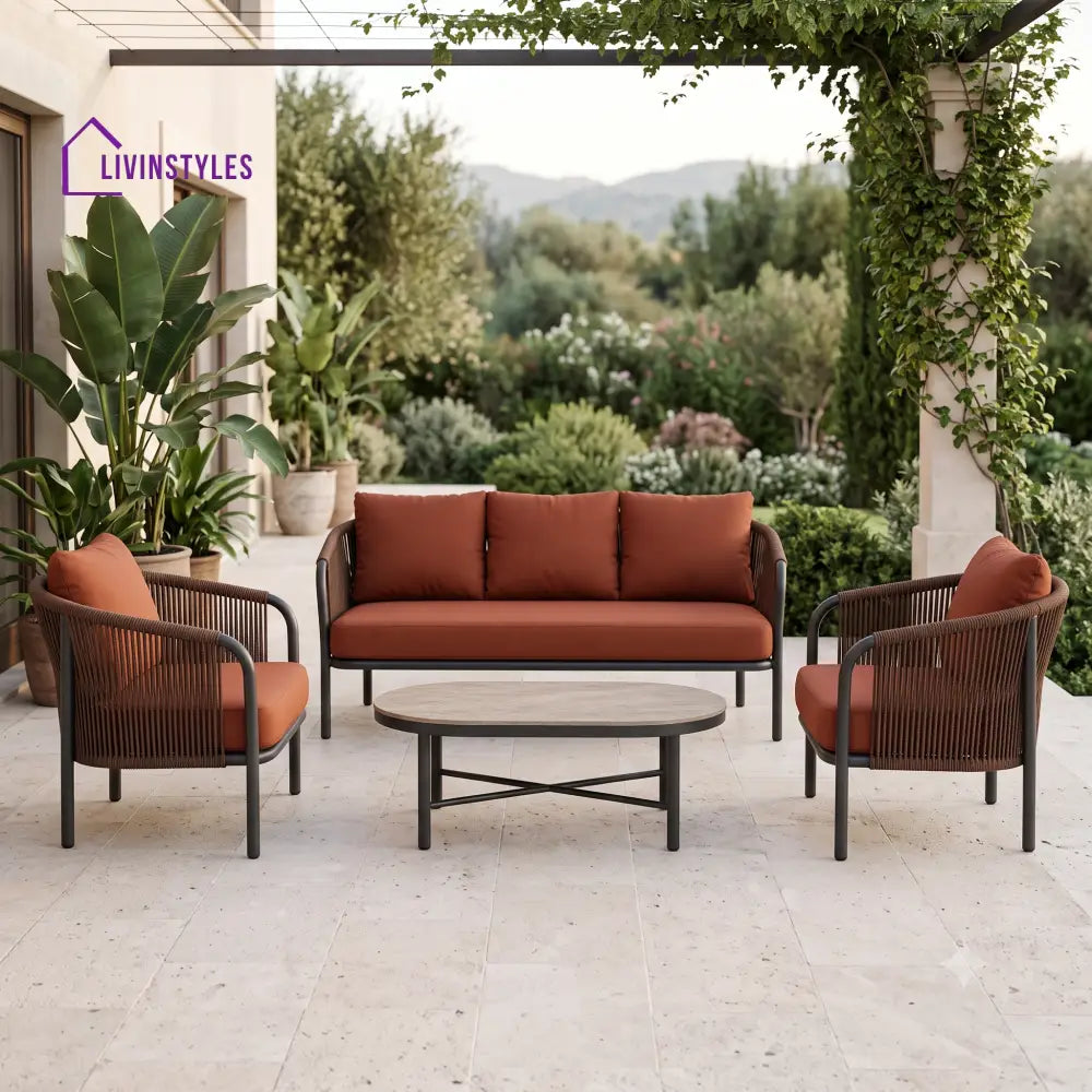 Aneta Premium MS Frame with Powder Coated Outdoor Sofa Set with Weather Proof Fabric