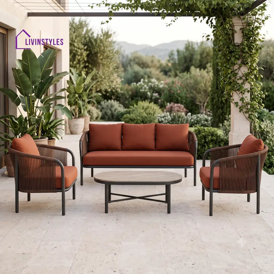 Aneta Premium MS Frame with Powder Coated Outdoor Sofa Set with Weather Proof Fabric