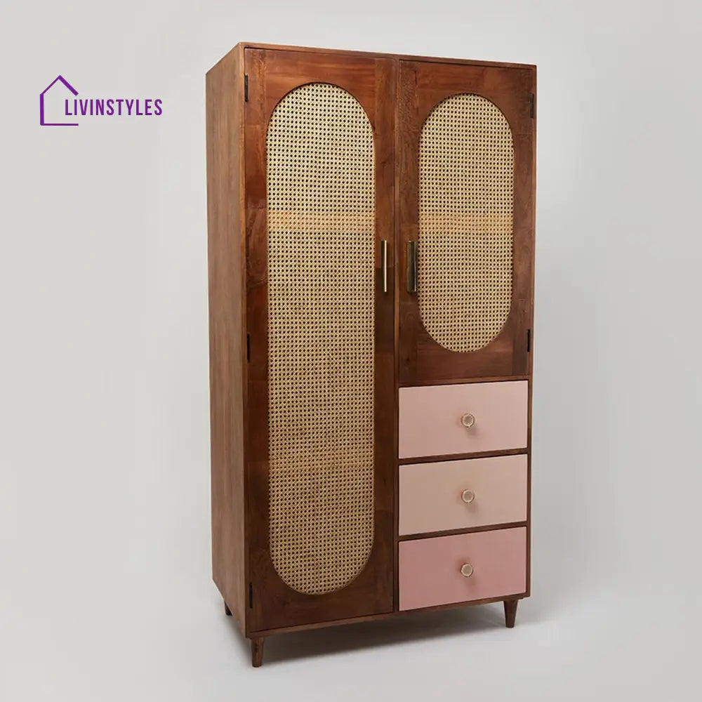 Anfisa Rattan Solid Wood Wardrobe Wardrobe