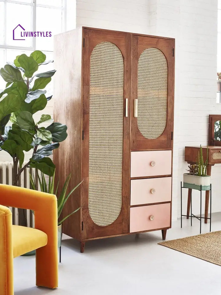 Anfisa Rattan Solid Wood Wardrobe Wardrobe