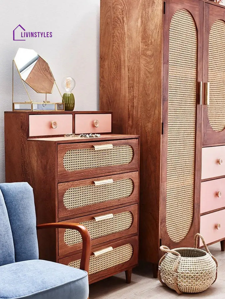 Anfisa Rattan Solid Wood Wardrobe Wardrobe