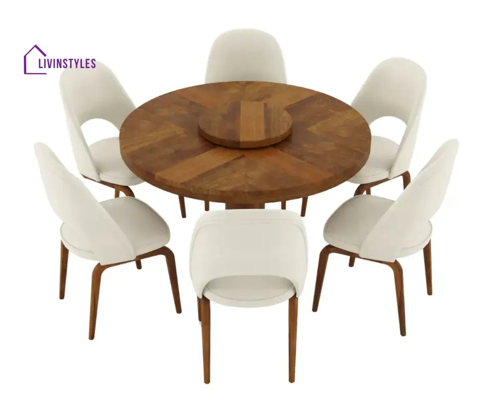 Anfisa Round Dining Table And Chairs For 6