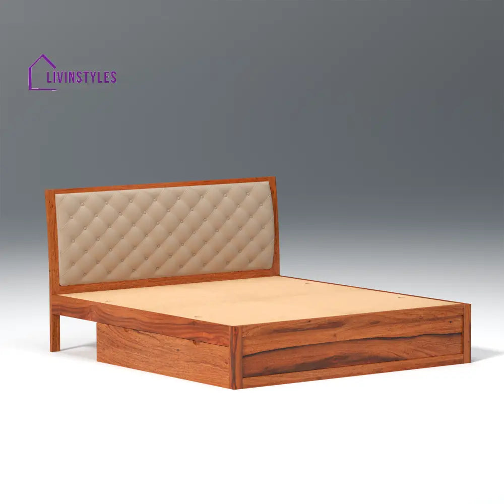 Anfisa Sheesham Wood Bed with Drawer Storage in Honey Colour