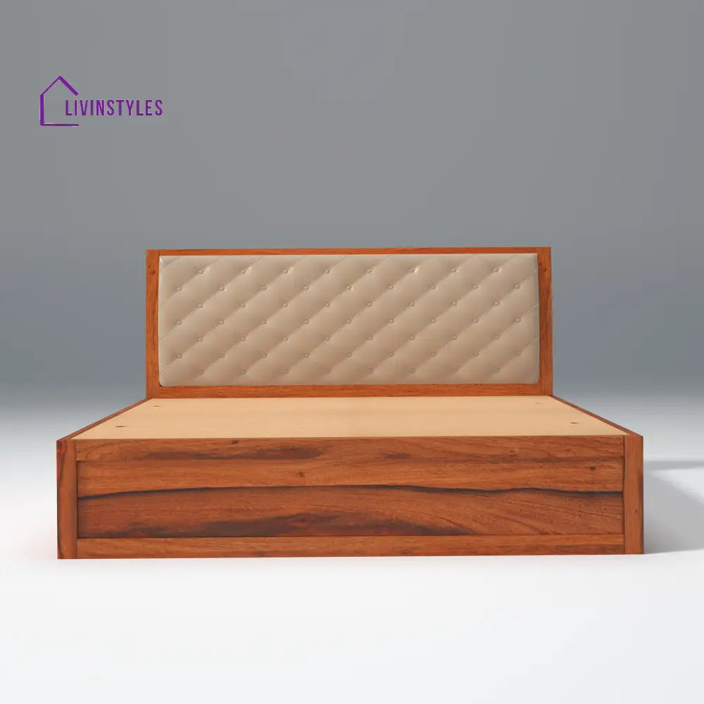Anfisa Sheesham Wood Bed with Drawer Storage in Honey Colour