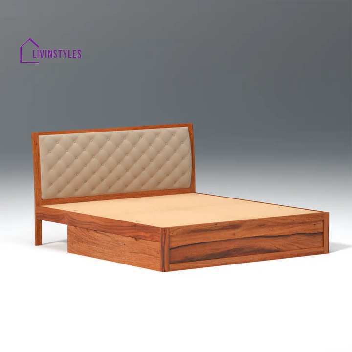 Anfisa Sheesham Wood Bed with Drawer Storage in Honey Colour