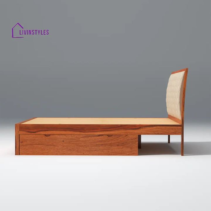 Anfisa Sheesham Wood Bed with Drawer Storage in Honey Colour
