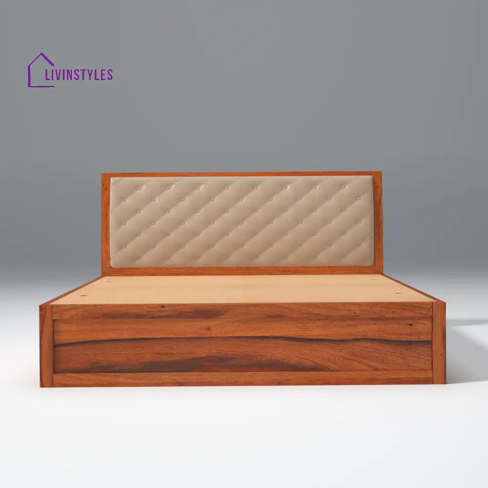 Anfisa Sheesham Wood Bed with Drawer Storage in Honey Colour