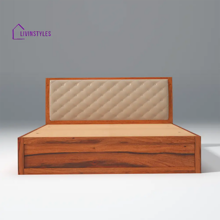 Anfisa Sheesham Wood Bed with Drawer Storage in Honey Colour