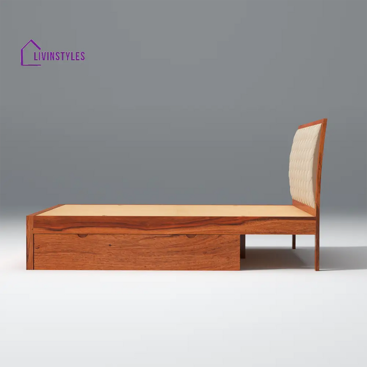 Anfisa Sheesham Wood Bed with Drawer Storage in Honey Colour