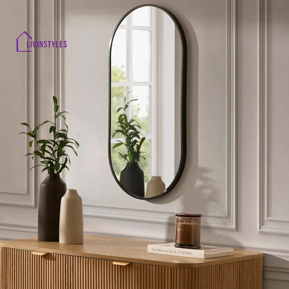 Ángel Oval Wall Mirror - Black Mirrors