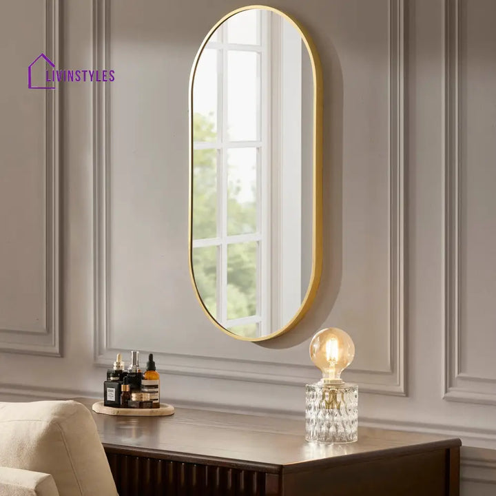 Ángel Oval Wall Mirror - Gold Mirrors