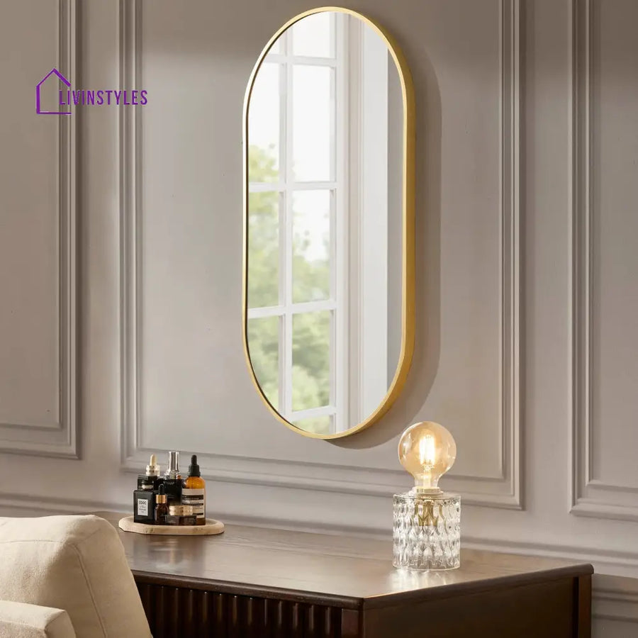 Ángel Oval Wall Mirror - Gold Mirrors