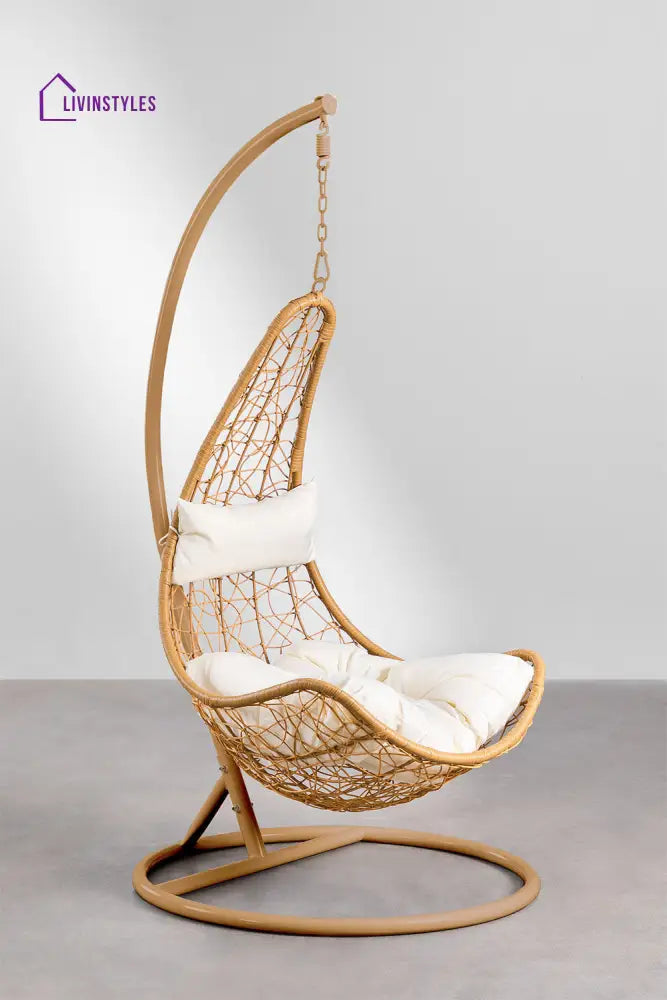 Angélica Single Seater Hanging Swing With Stand For Balcony Garden Swing - Honey + Honey - Swings