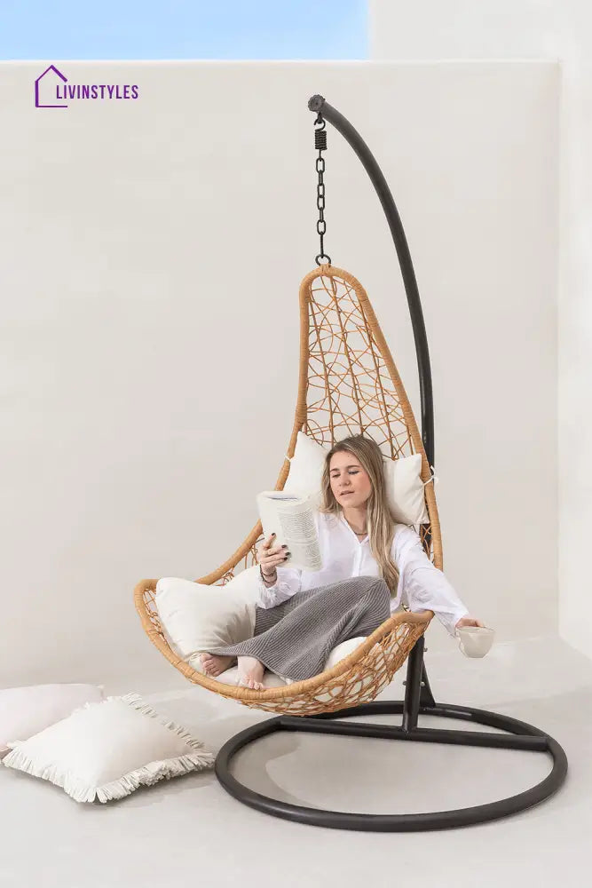 Angélica Single Seater Hanging Swing With Stand For Balcony Garden Swing - Swings