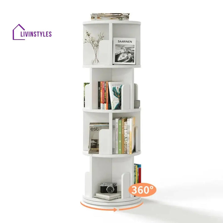 Angelina Rotating Engineered Wood Bookshelves | Bookshelf for Living Room | Bedroom | Drawing Room | Study Room