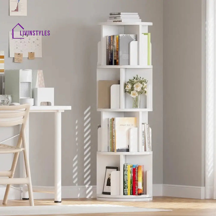 Angelina Rotating Engineered Wood Bookshelves | Bookshelf for Living Room | Bedroom | Drawing Room | Study Room