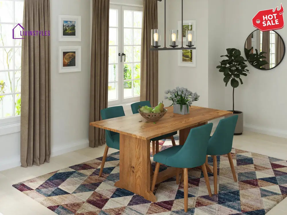 Angelina Solid Wood Dining Table And Chairs Set