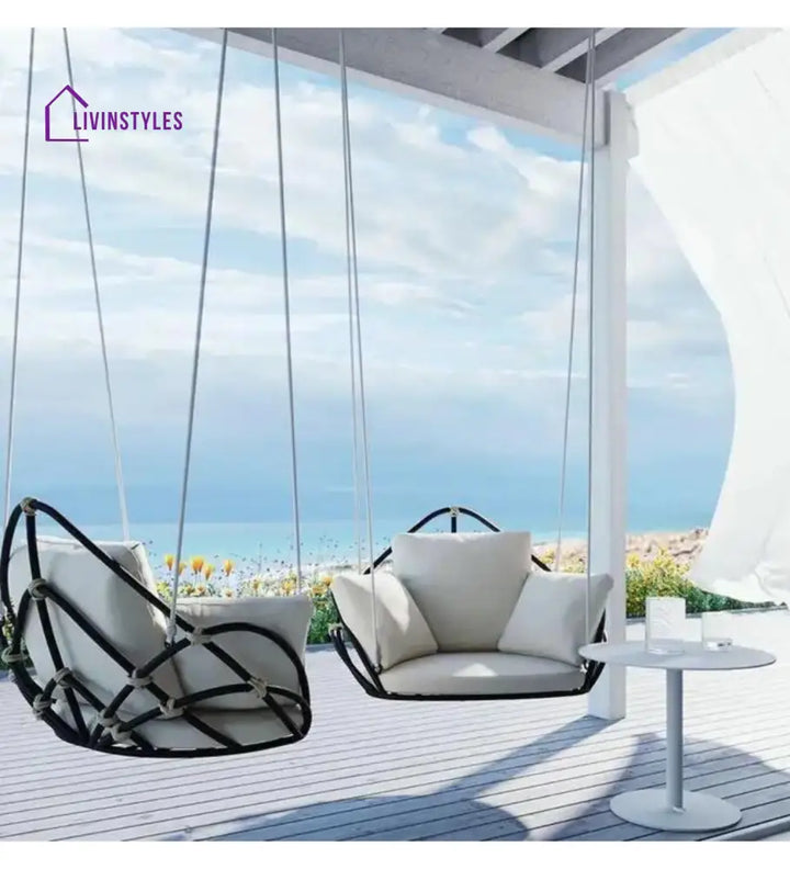 Angeline Single Seater Hanging Swing Without Stand For Balcony Garden Swing (Black) - Swings