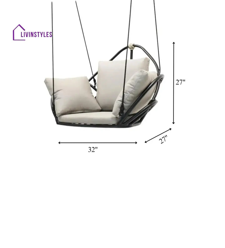 Angeline Single Seater Hanging Swing Without Stand For Balcony Garden Swing (Black) - Swings